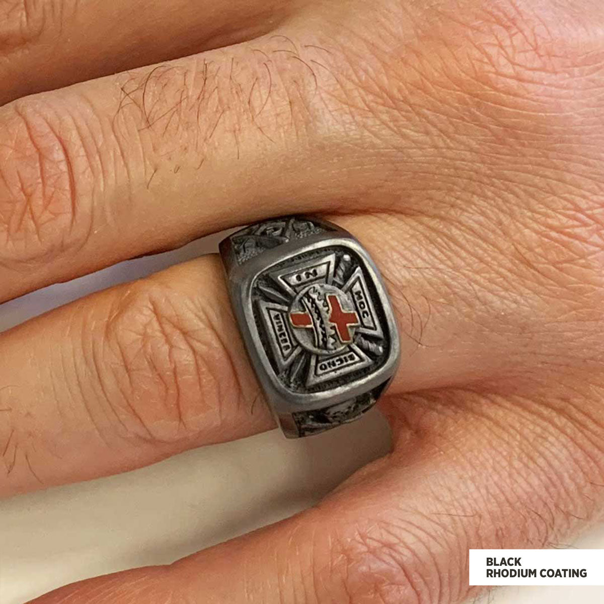 Knights Templar Masonic Ring, Signet Mason Ring, Mason Jewelry - view 7