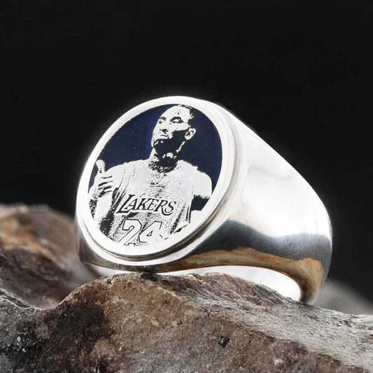 Kobe Bryant Photo Oval Silver Ring