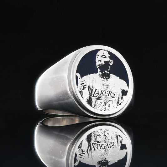 Kobe Bryant Photo Oval Silver Ring