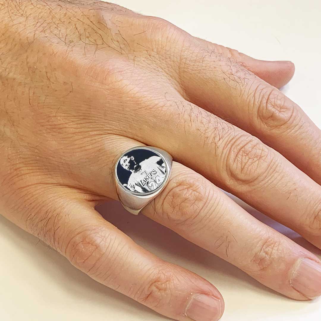 Kobe Bryant Photo Oval Silver Ring