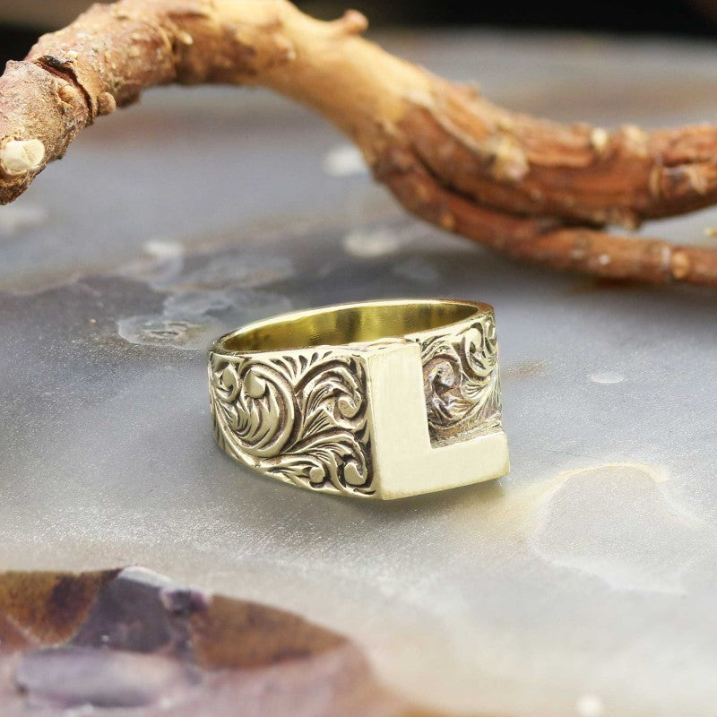L Bold Letter 925 Sterling Silver Monogram Women Ring by SWISS PLUS - Letter Collection - view 2