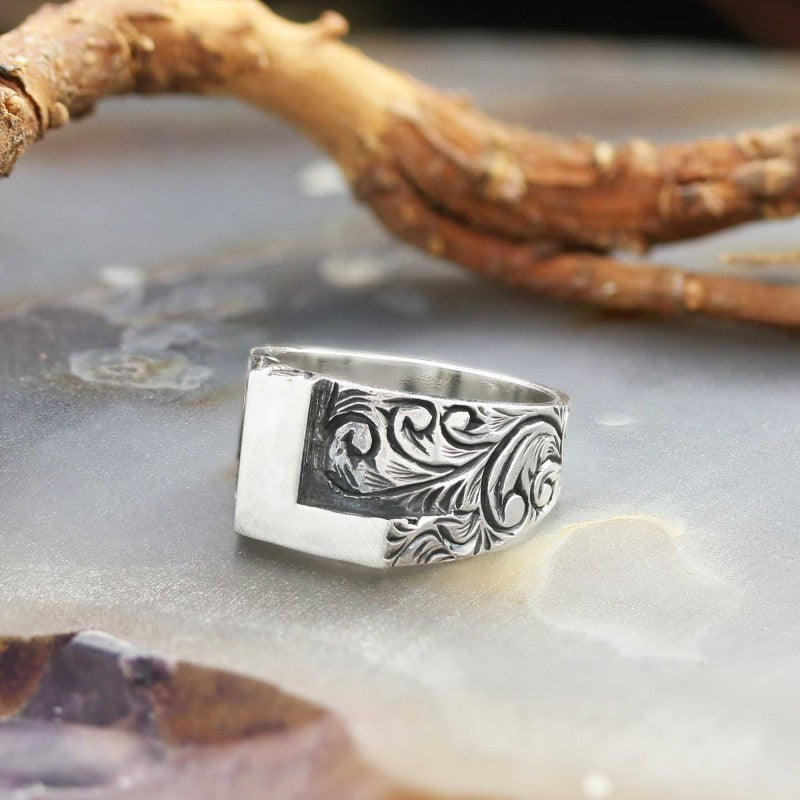 L Bold Letter 925 Sterling Silver Monogram Women Ring - view 4
