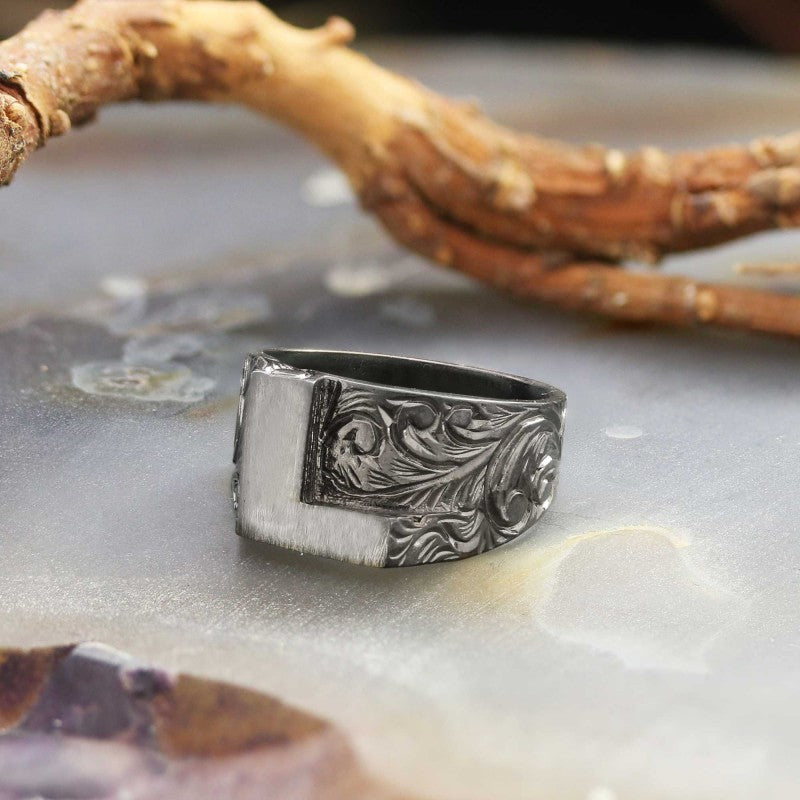 L Bold Letter 925 Sterling Silver Monogram Women Ring - view 6