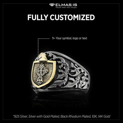 Leaf Embroidered Christian Ring by SWISS PLUS - Christian Collection - view 5
