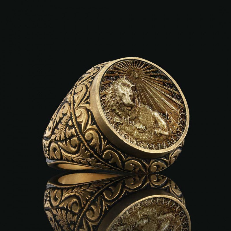 Leo Zodiac Silver Ring - view 3