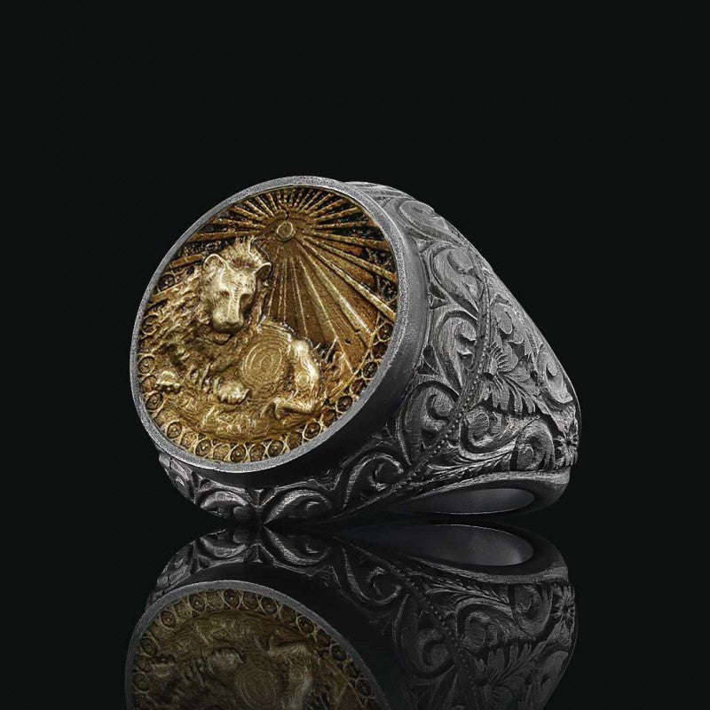 Leo Zodiac Silver Ring - view 4