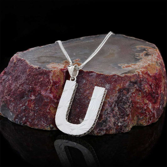 Letter Handmade Monogram U Sterling Silver Necklace