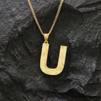 Letter Handmade Monogram U Sterling Silver Necklace by SWISS PLUS - Letter Collection - view 2