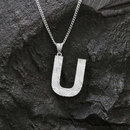 Letter Handmade Monogram U Sterling Silver Necklace by SWISS PLUS - Letter Collection - view 3