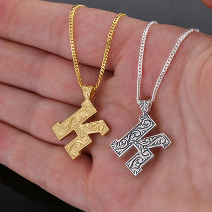 Letter Handmade Special Design 925 Sterling Silver Monogram K Necklace by SWISS PLUS - Letter Collection - view 6