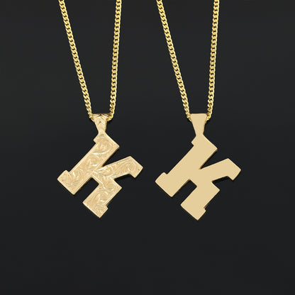 Letter Handmade Special Design 925 Sterling Silver Monogram K Necklace by SWISS PLUS - Letter Collection - view 2