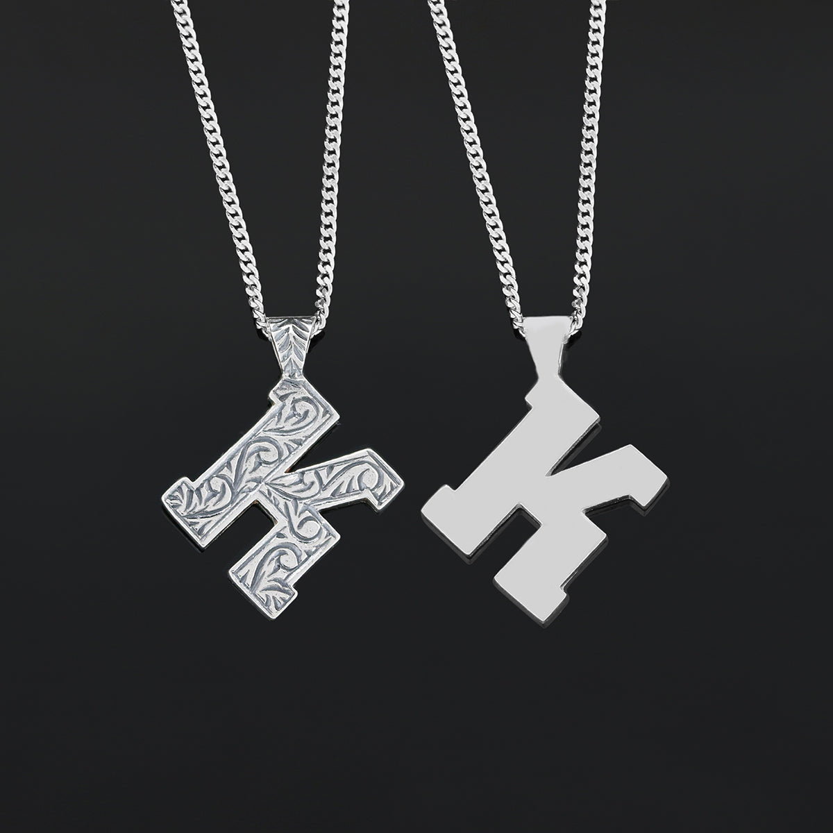 Letter  Handmade Special Design 925 Sterling Silver Monogram K Necklace - view 3