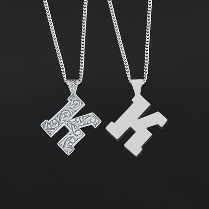 Letter Handmade Special Design 925 Sterling Silver Monogram K Necklace by SWISS PLUS - Letter Collection - view 3