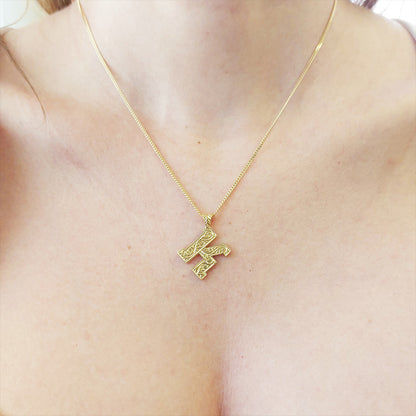 Letter Handmade Special Design 925 Sterling Silver Monogram K Necklace by SWISS PLUS - Letter Collection - view 4