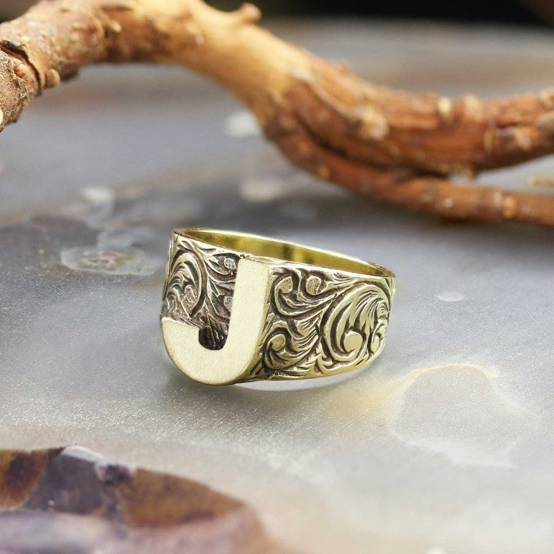 Letter J Monogram 925 Sterling Silver Women Ring by SWISS PLUS - Letter Collection - view 2