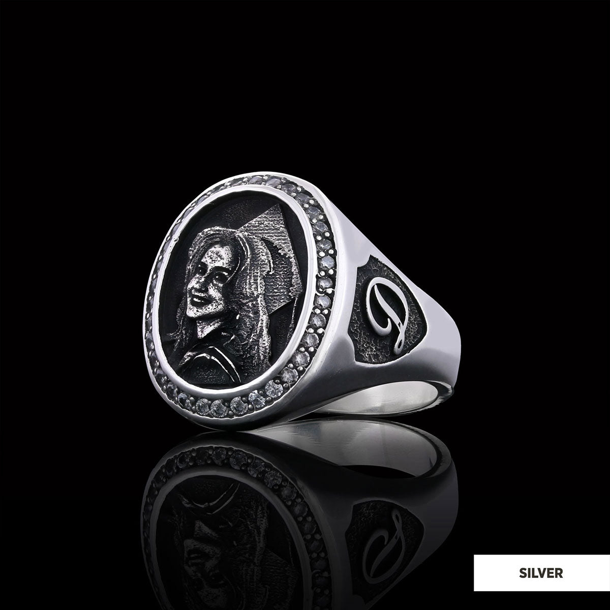 Letter Photo Ring, Personalized Picture Ring, Gift for Women, Special Production Ring With Picture - view 3