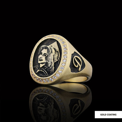 Letter Photo Ring, Personalized Picture Ring, Gift for Women, Special Production Ring With Picture by SWISS PLUS - Photo Coll