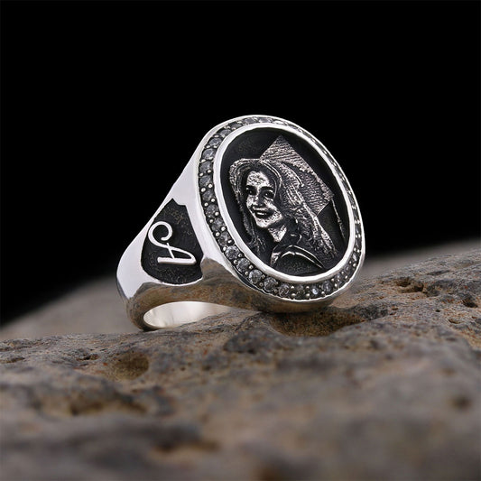 Letter Photo Ring, Personalized Picture Ring, Gift for Women, Special Production Ring With Picture - view 1