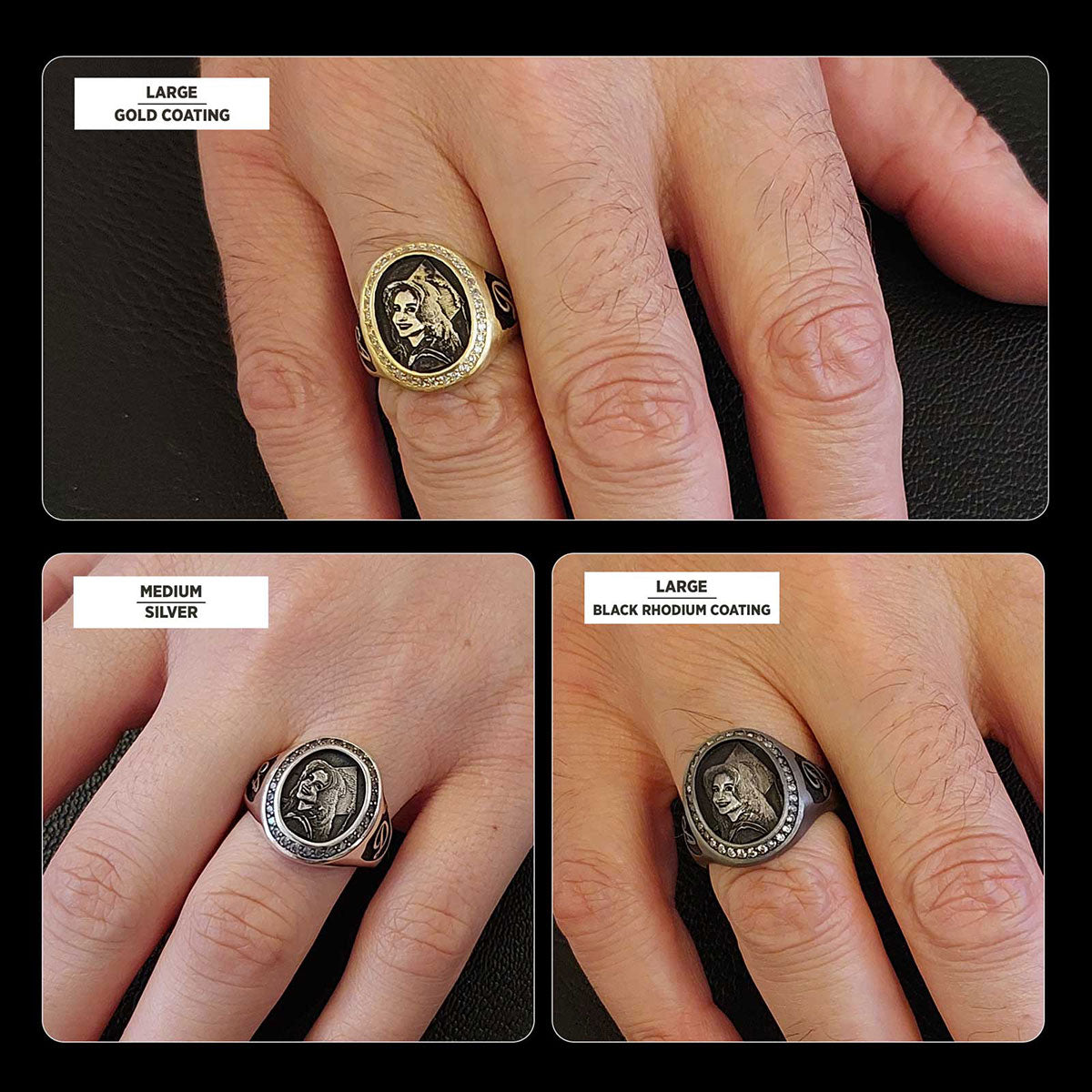 Letter Photo Ring, Personalized Picture Ring, Gift for Women, Special Production Ring With Picture - view 6