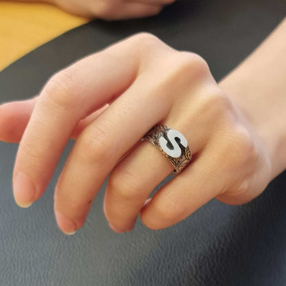 Letter S 925 Sterling Silver Women Ring by SWISS PLUS - Letter Collection