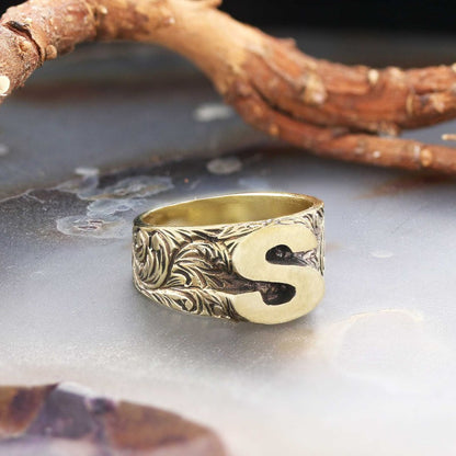 Letter S 925 Sterling Silver Women Ring by SWISS PLUS - Letter Collection - view 2
