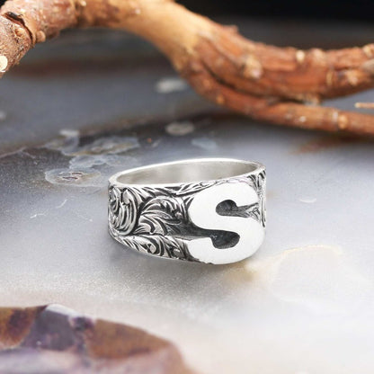 Letter S 925 Sterling Silver Women Ring by SWISS PLUS - Letter Collection - view 4