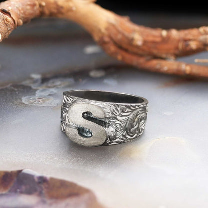 Letter S 925 Sterling Silver Women Ring by SWISS PLUS - Letter Collection - view 6
