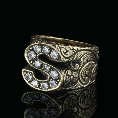 Handmade Silver Letter S Monogram Ring by SWISS PLUS - Letter Collection - view 7