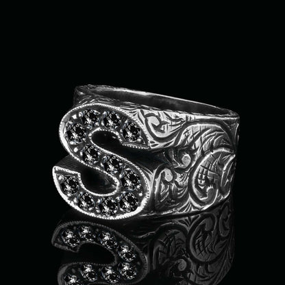 Handmade Silver Letter S Monogram Ring by SWISS PLUS - Letter Collection - view 6