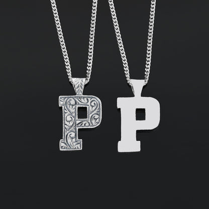 Letter Sterling Silver Handmade Special Design Monogram P Necklace by SWISS PLUS - Letter Collection - view 3