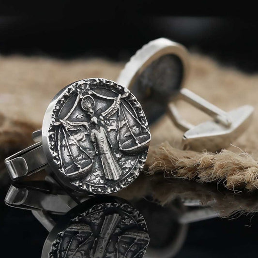 Unique Design Silver Libra Cufflink - view 1