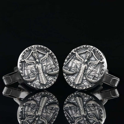 Unique Design Silver Libra Cufflink by SWISS PLUS - Zodiac Collection - view 2