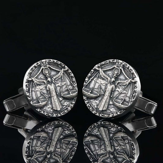 Unique Design Silver Libra Cufflink by SWISS PLUS - Zodiac Collection - view 2