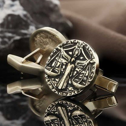Unique Design Silver Libra Cufflink by SWISS PLUS - Zodiac Collection - view 3