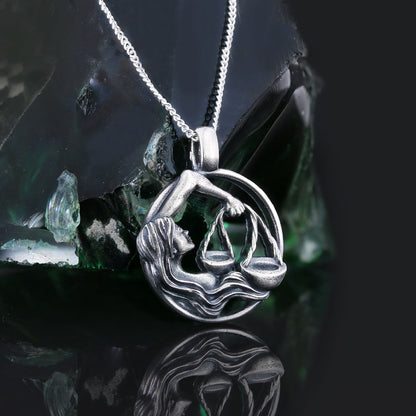 Libra Pendant, Sterling Silver Libra Necklace, Handmade Libra Jewelry, Horoscope Libra Necklace by SWISS PLUS - Zodiac Collec