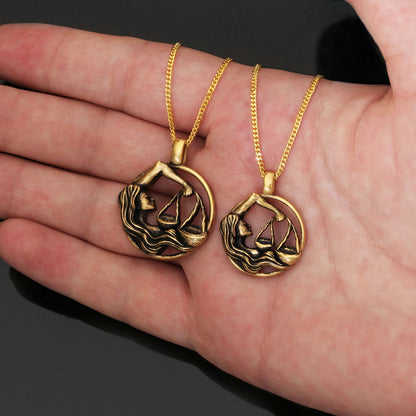 Libra Pendant, Sterling Silver Libra Necklace, Handmade Libra Jewelry, Horoscope Libra Necklace by SWISS PLUS - Zodiac Collec
