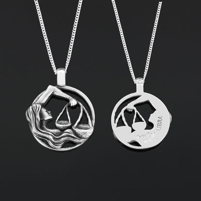 Libra Pendant, Sterling Silver Libra Necklace, Handmade Libra Jewelry, Horoscope Libra Necklace by SWISS PLUS - Zodiac Collec