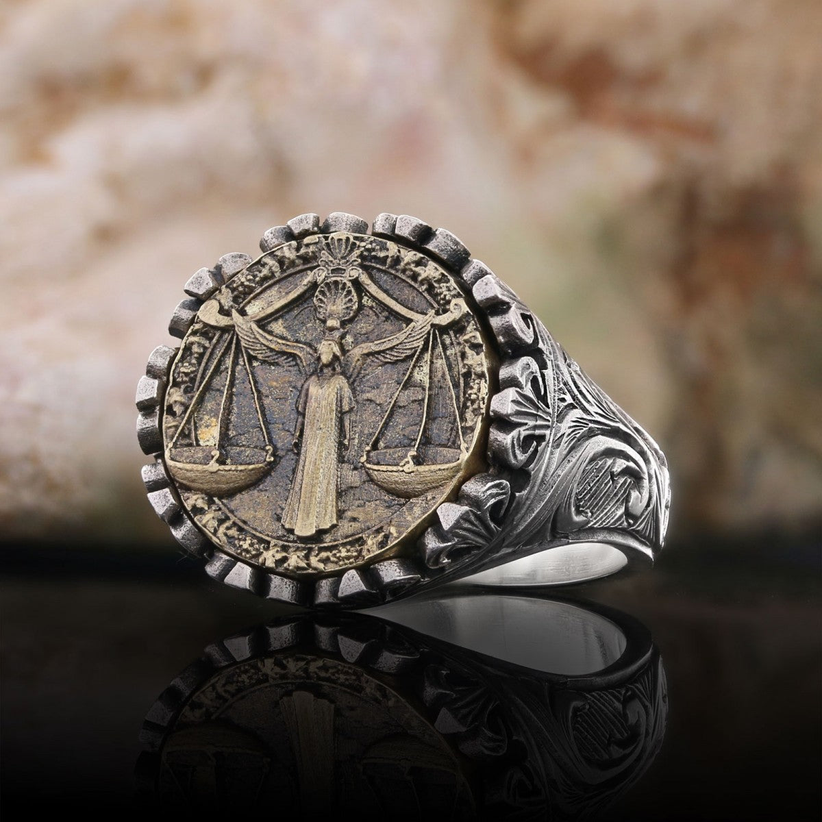 Libra Sign Ring, 925 Sterling Silver Libra Sign Ring by SWISS PLUS - Zodiac Collection