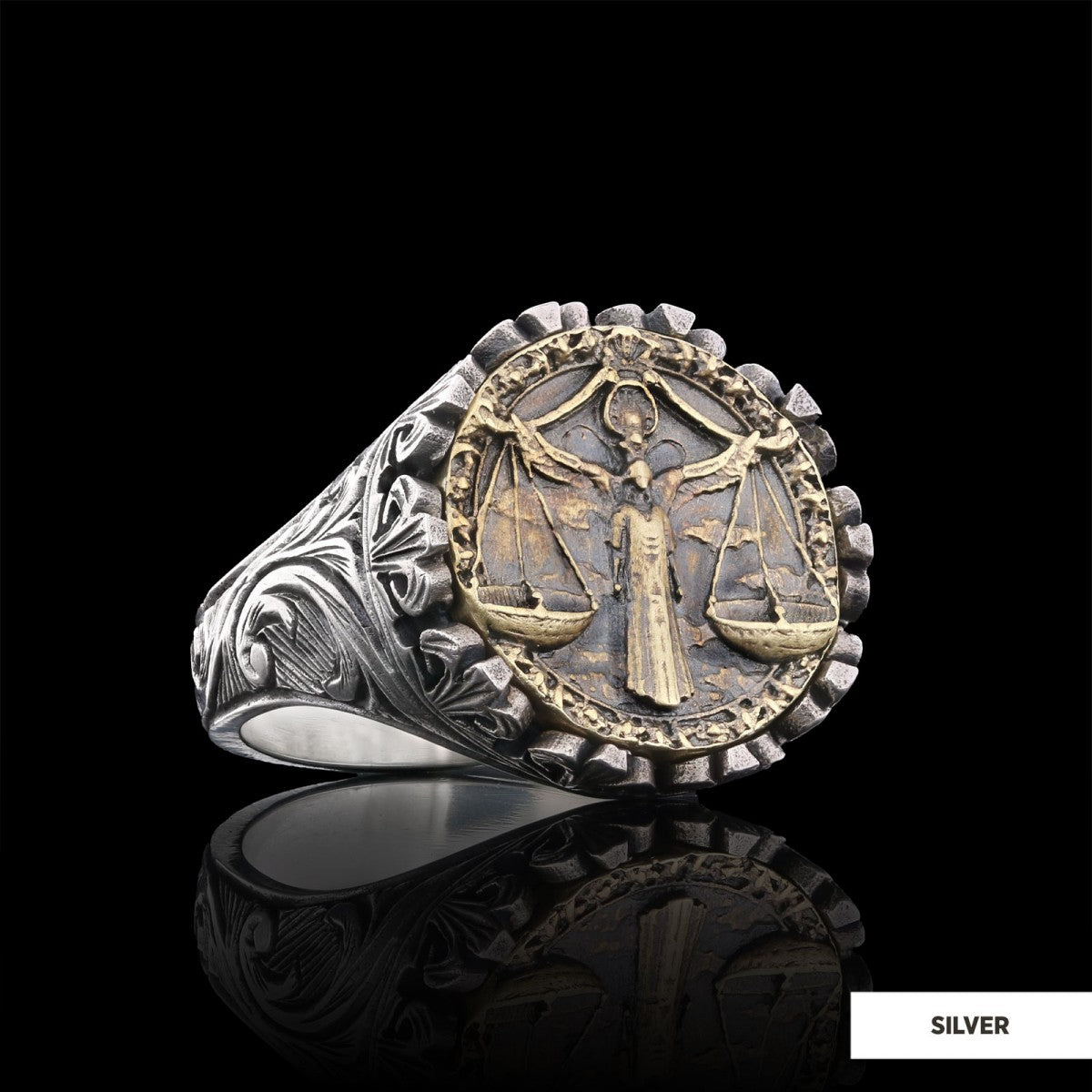 Libra Sign Ring, 925 Sterling Silver Libra Sign Ring by SWISS PLUS - Zodiac Collection - view 2