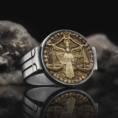Libra Zodiac Round Ring by SWISS PLUS - Zodiac Collection