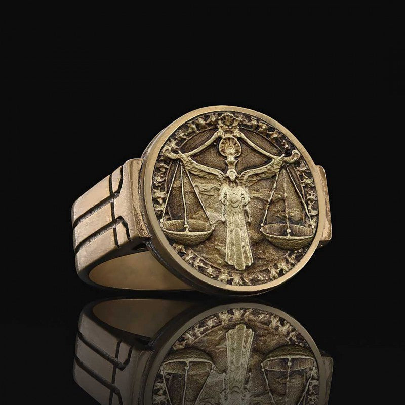 Libra Zodiac Round Ring