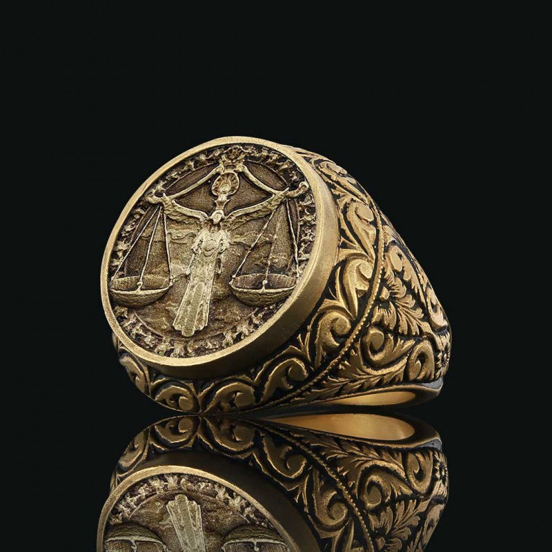 Libra Zodiac Silver Ring - view 3