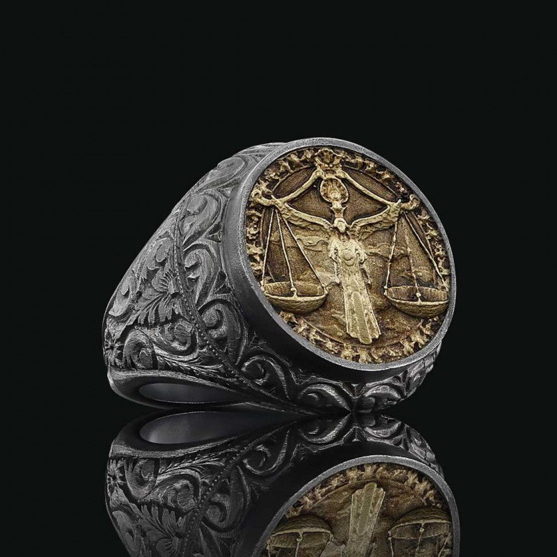Libra Zodiac Silver Ring - view 4