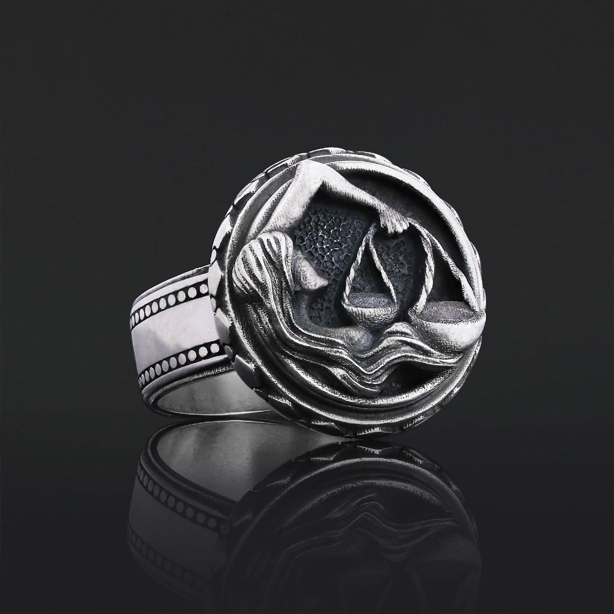 Libra Zodiac Silver Ring - view 7