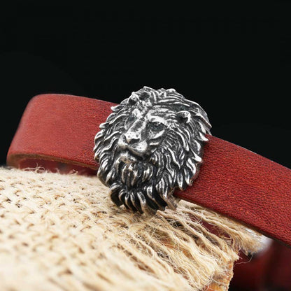 Lion Leather Bracelet by SWISS PLUS - Unique Design Handmade Bracelet