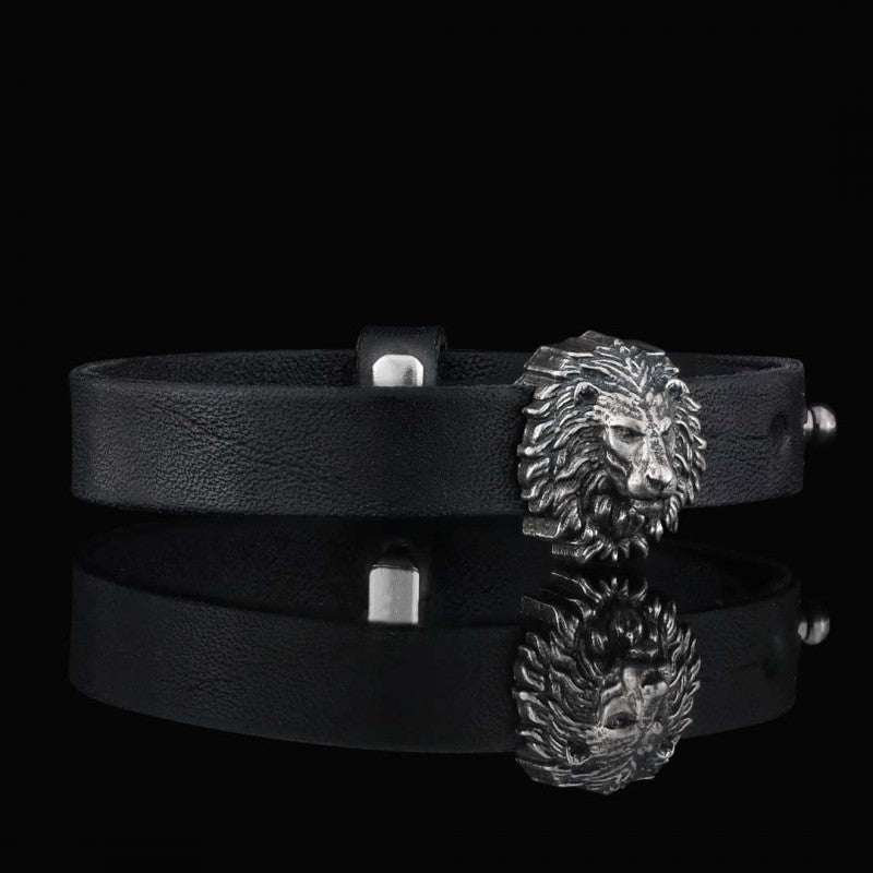 Lion Leather Bracelet by SWISS PLUS - Unique Design Handmade Bracelet - view 3