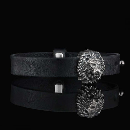 Lion Leather Bracelet by SWISS PLUS - Unique Design Handmade Bracelet - view 3