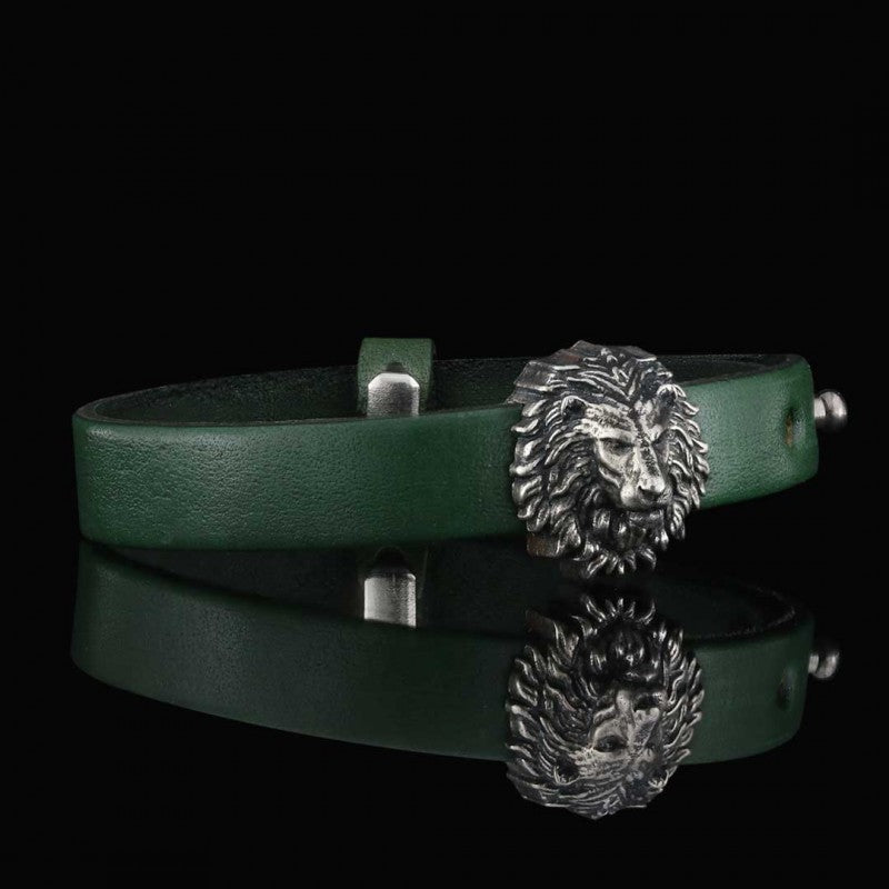 Lion Leather Bracelet by SWISS PLUS - Unique Design Handmade Bracelet - view 5