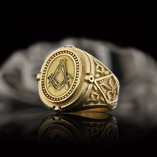 Lodge Masonic Ring, Celtic Lodge Masonic Ring, Signet Mason Ring, Mason Jewelry - view 1
