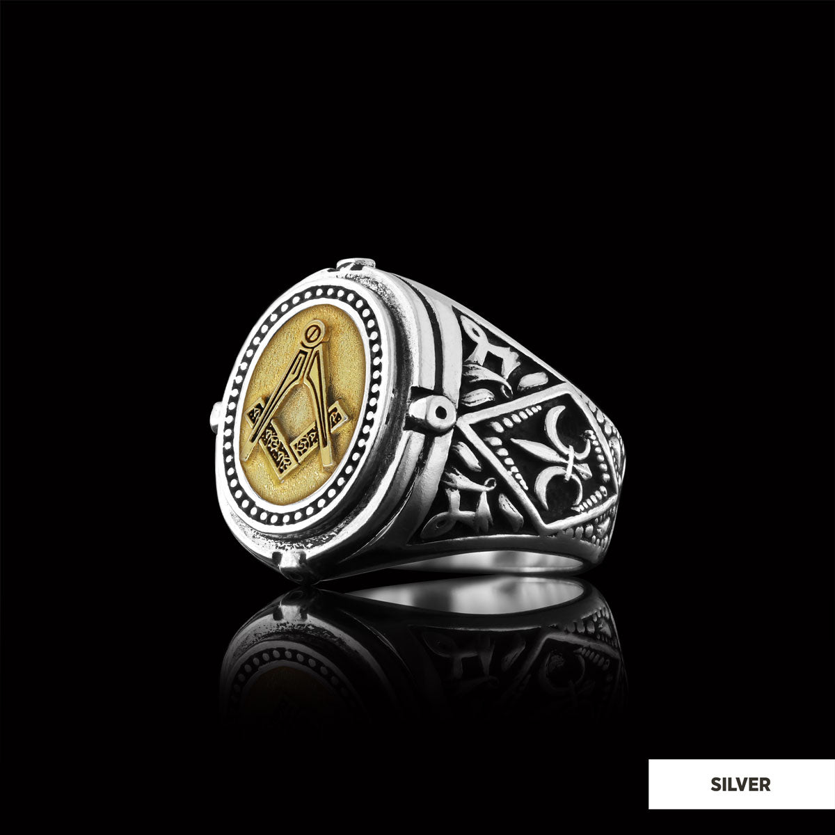 Lodge Masonic Ring, Celtic Lodge Masonic Ring, Signet Mason Ring, Mason Jewelry - view 3
